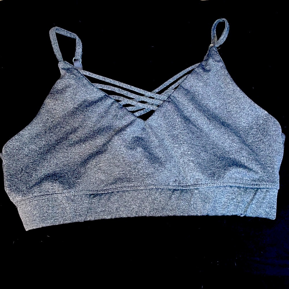 Gray Criss-Cross Front Sports Bra